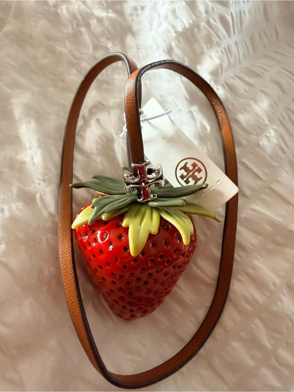 Tory Burch Strawberry Bag Charm with Brown Strap